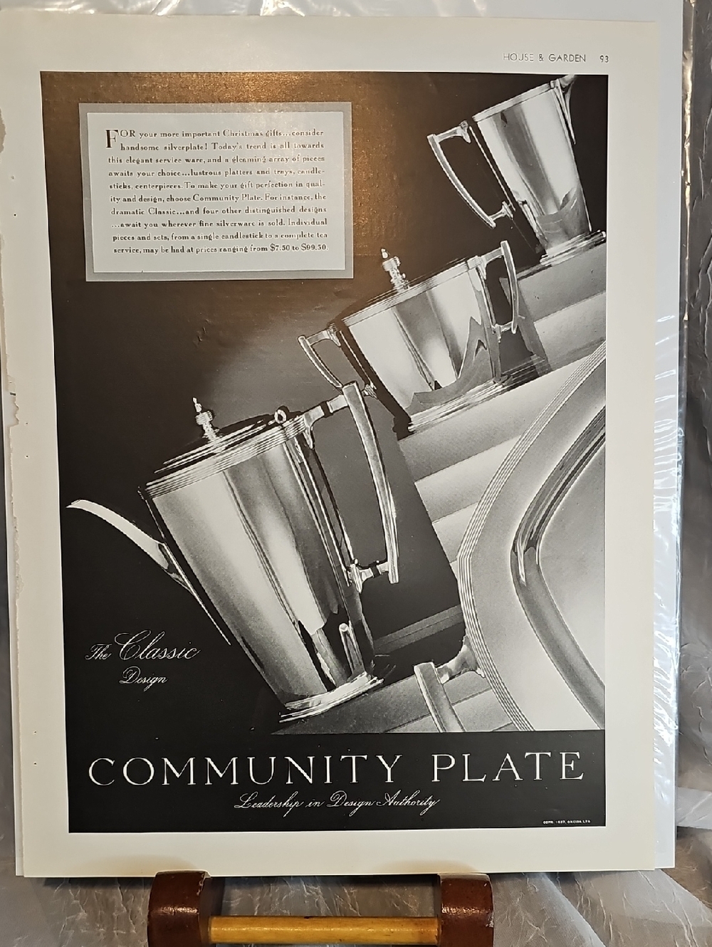 Vintage Community Plate 1937 Advertisment - Silver, Black
